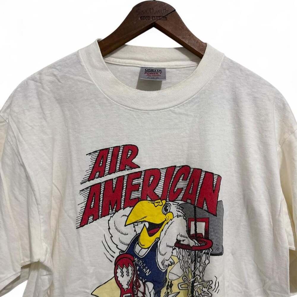 Oneita Air American Basketball T-Shirt XL White Vintage 90s Made in USA